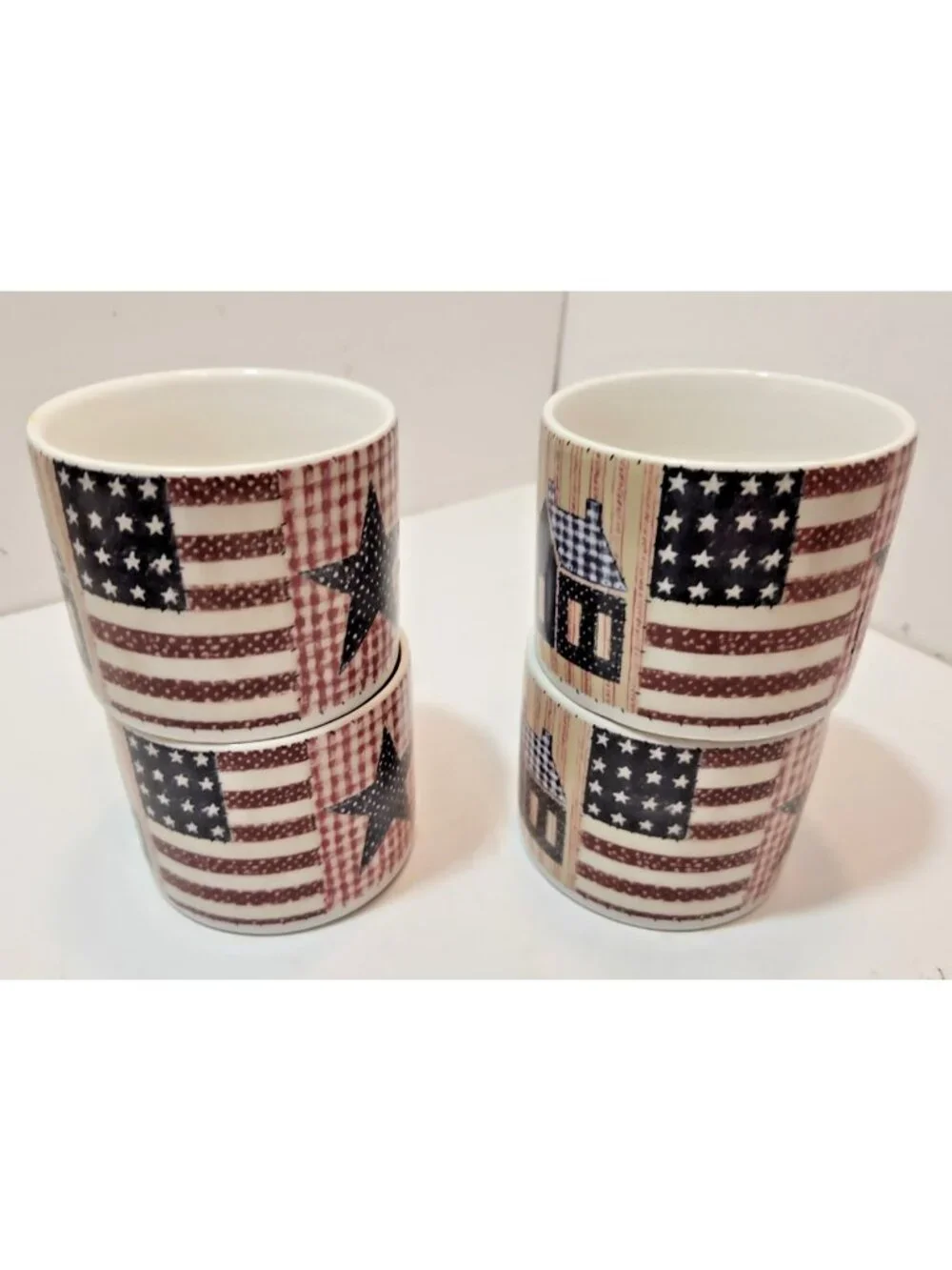 Vtg Oneida Majesticware Lot Of 4 Coffee Cup Mug American Quilt  D C Brown & Co.